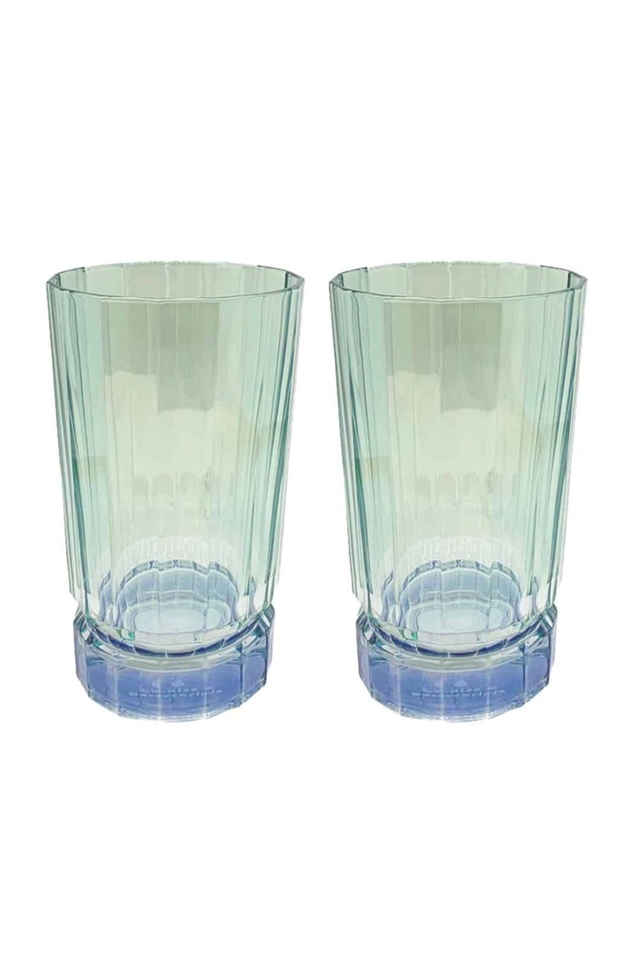 Tumblers | Luisa Beccaria Shade Blue To Green Set Of Two Large Duccio Tumbler With Base