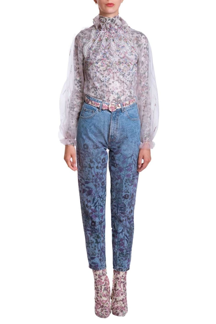 Trousers & Shorts | Luisa Beccaria Floral Printed Jeans