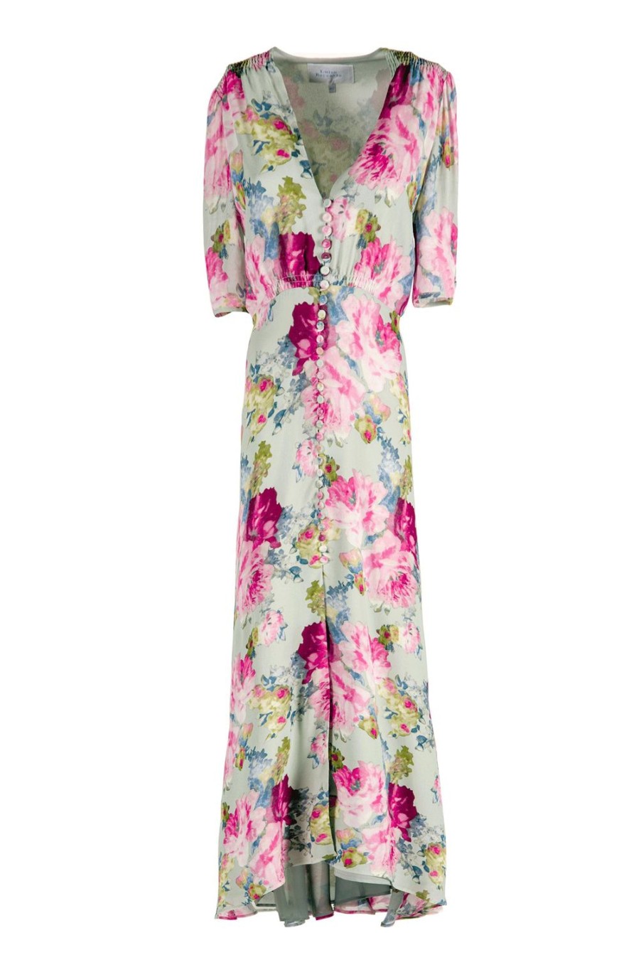 Dresses | Luisa Beccaria Floral Roses Print Bottoncino Crepe Dress