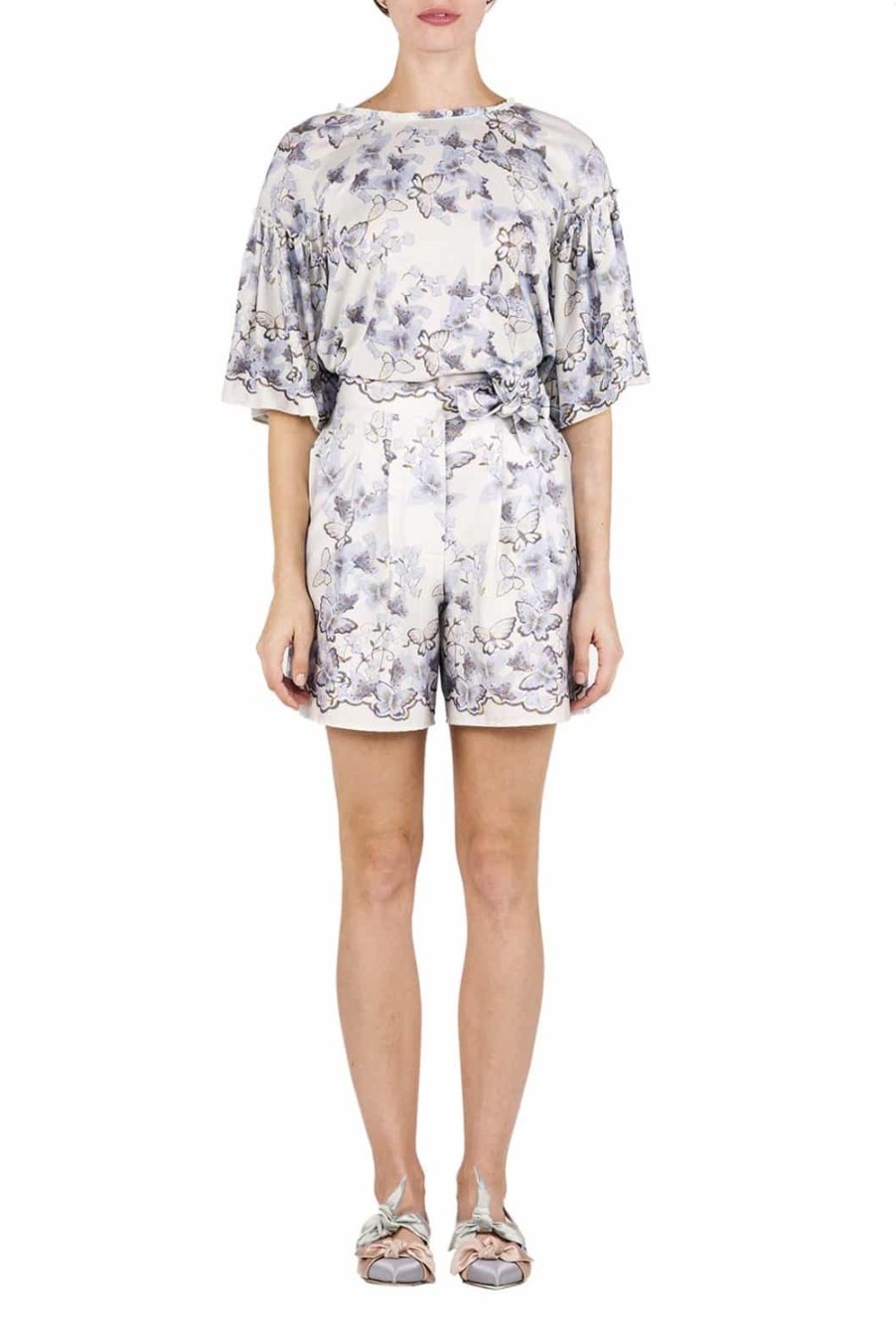 Trousers & Shorts | Luisa Beccaria Butterfly Poplin Printed Shorts