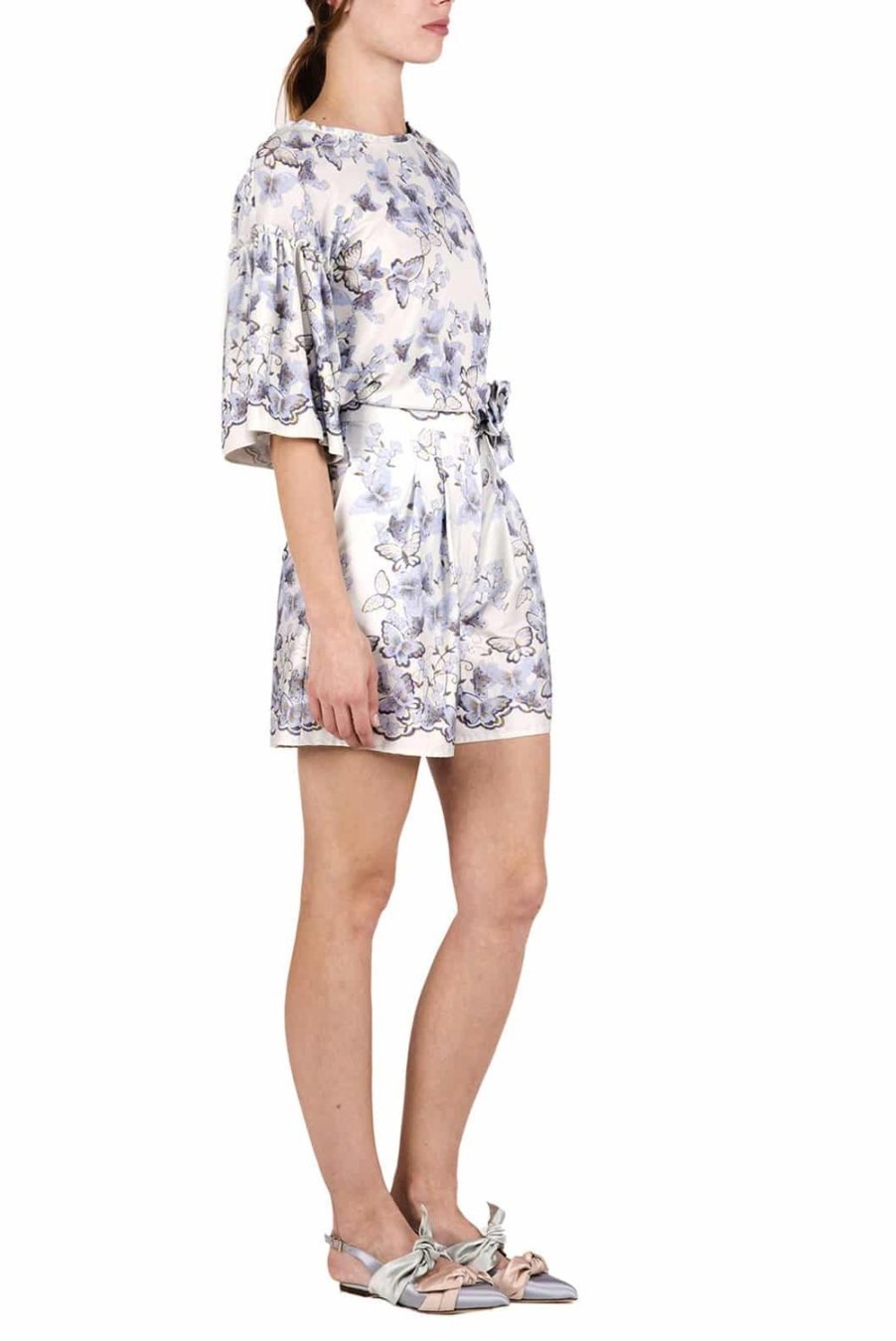 Trousers & Shorts | Luisa Beccaria Butterfly Poplin Printed Shorts