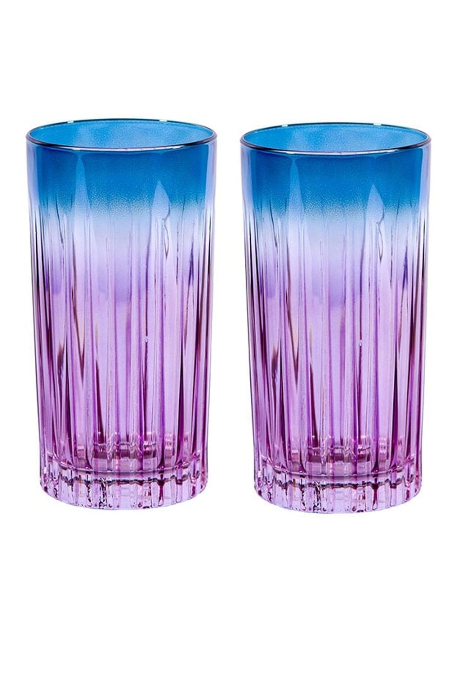 Tumblers | Luisa Beccaria Shade Purple To Blue Set Of Two Large Tumbler Glass