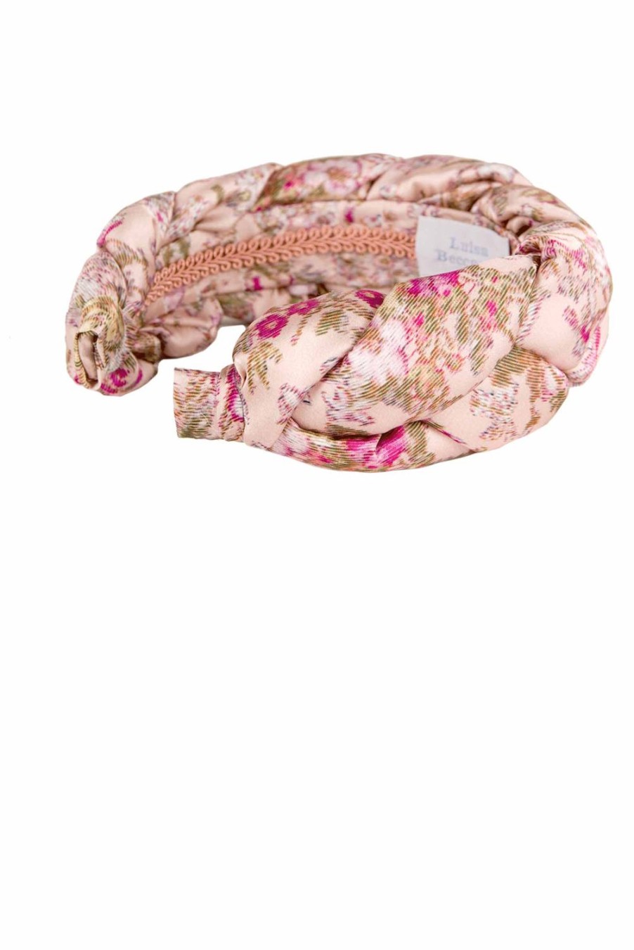 Headband | Luisa Beccaria Floral Pink Satin Braided Power Hairband