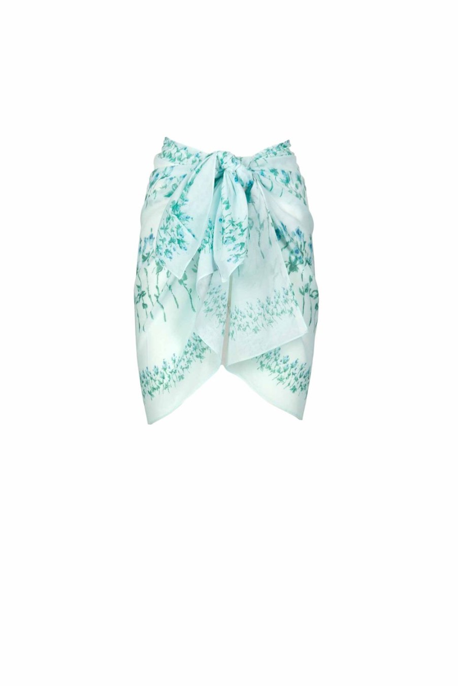 Swimwear | Luisa Beccaria Blue Flowery Striped Short Pareo