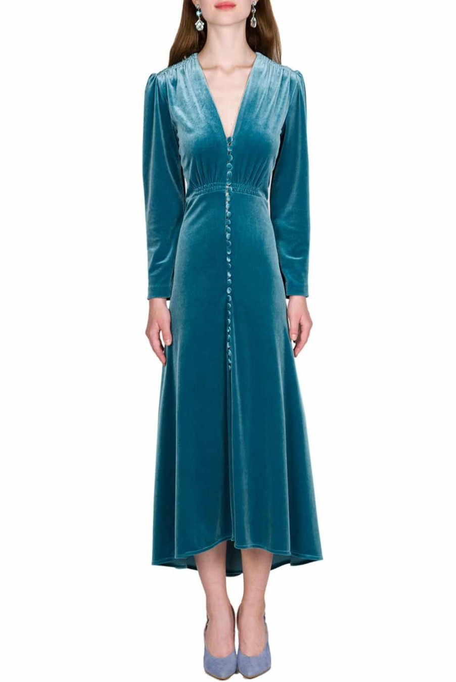 Dresses | Luisa Beccaria Velvet Midi Bottoncino Dress