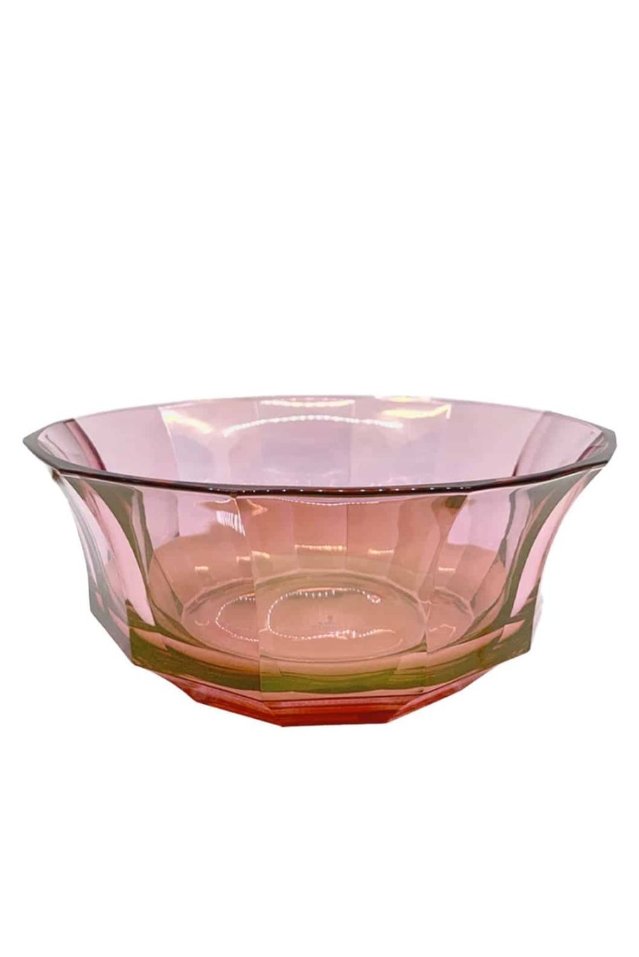 Bowls | Luisa Beccaria Shade Red To Pink Faceted Crystal Salad Bowl