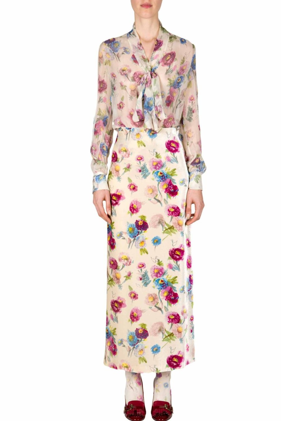 Tops & Blouses | Luisa Beccaria Chiffon Printed Macro Anemones Blouse