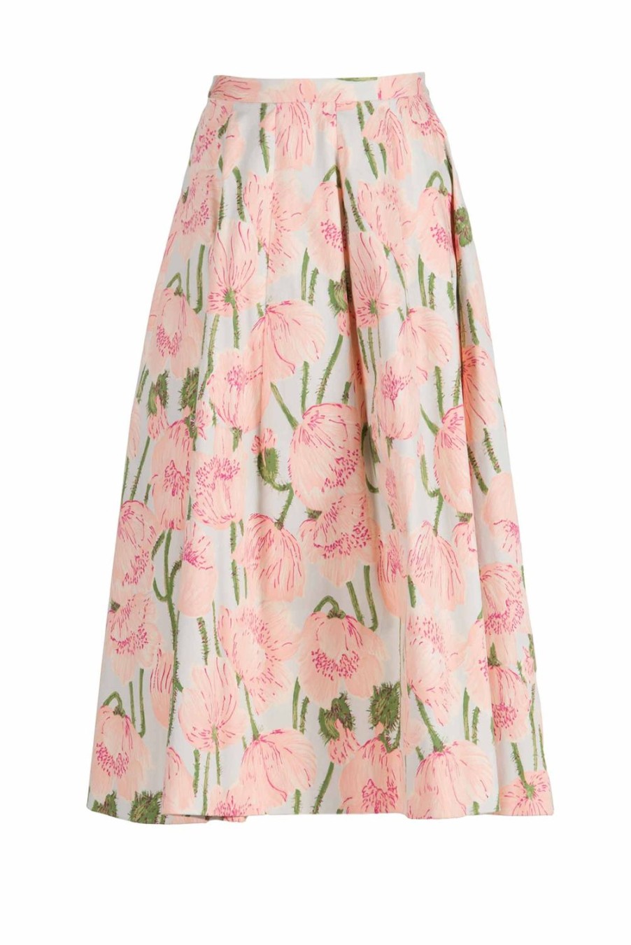 Skirts | Luisa Beccaria Macro Poppies Cotton Stretch Skirt