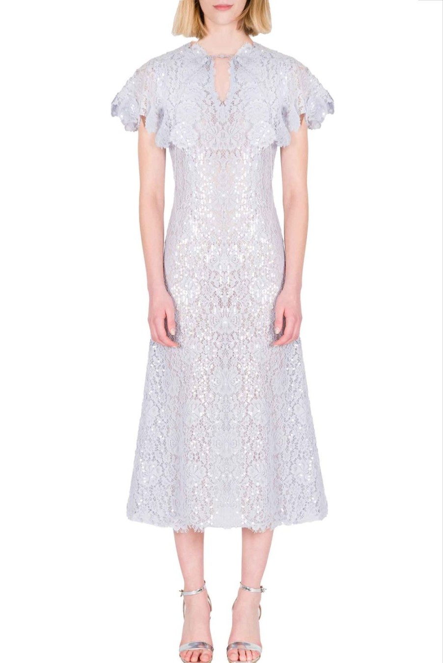 Dresses | Luisa Beccaria Sequinned Lace Short Cape Dress