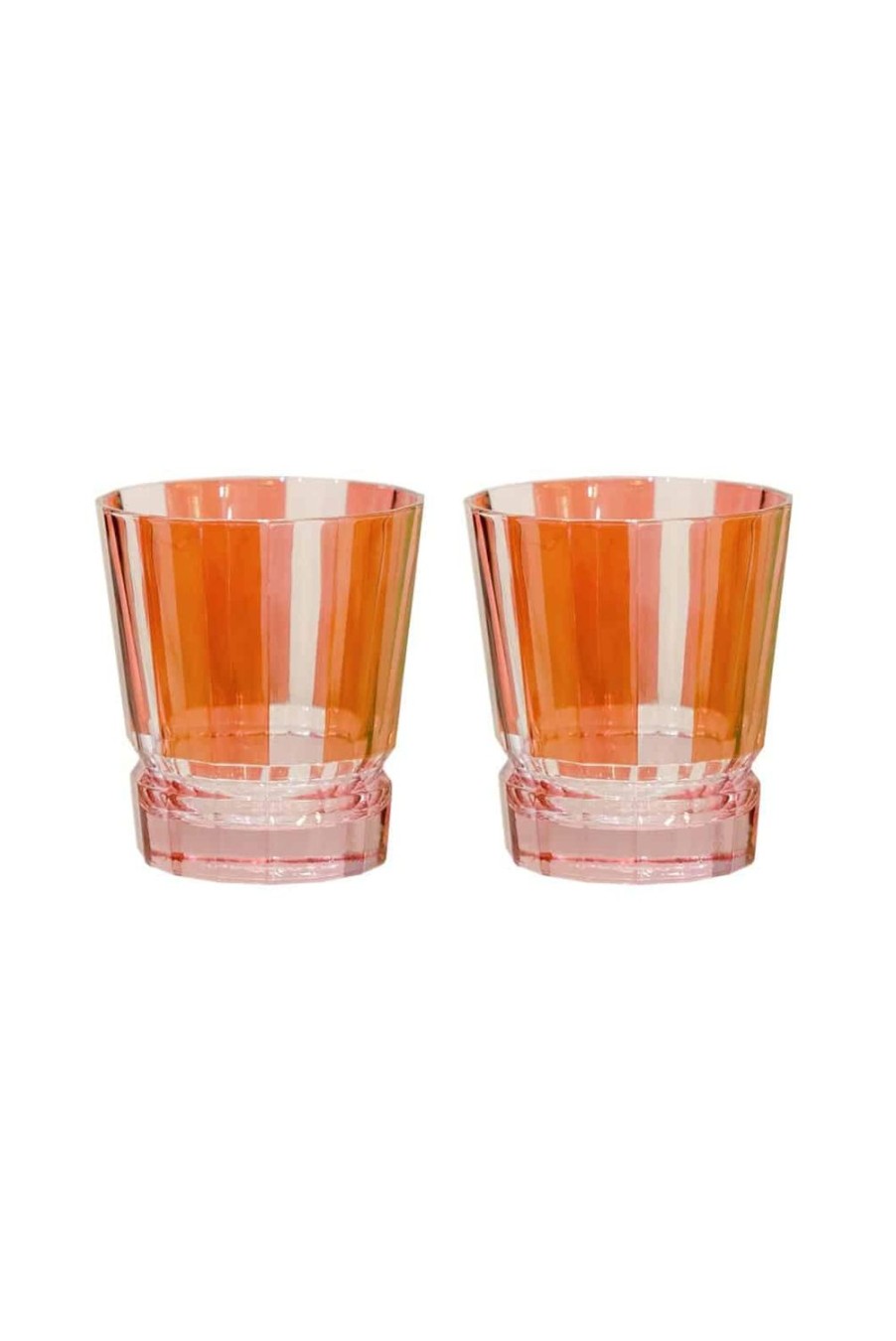 Tumblers | Luisa Beccaria Striped Pink To Red Set Of Two Small Duccio Tumbler With Base