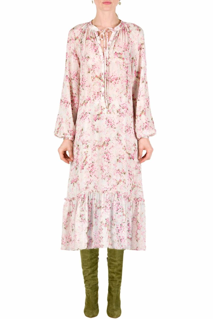 Dresses | Luisa Beccaria Raglan Wide Dress Printed Rose Buds