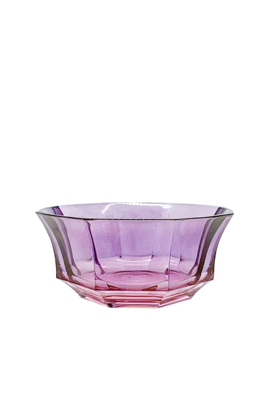 Bowls | Luisa Beccaria Shade Pink To Purple Faceted Crystal Dessert Bowl