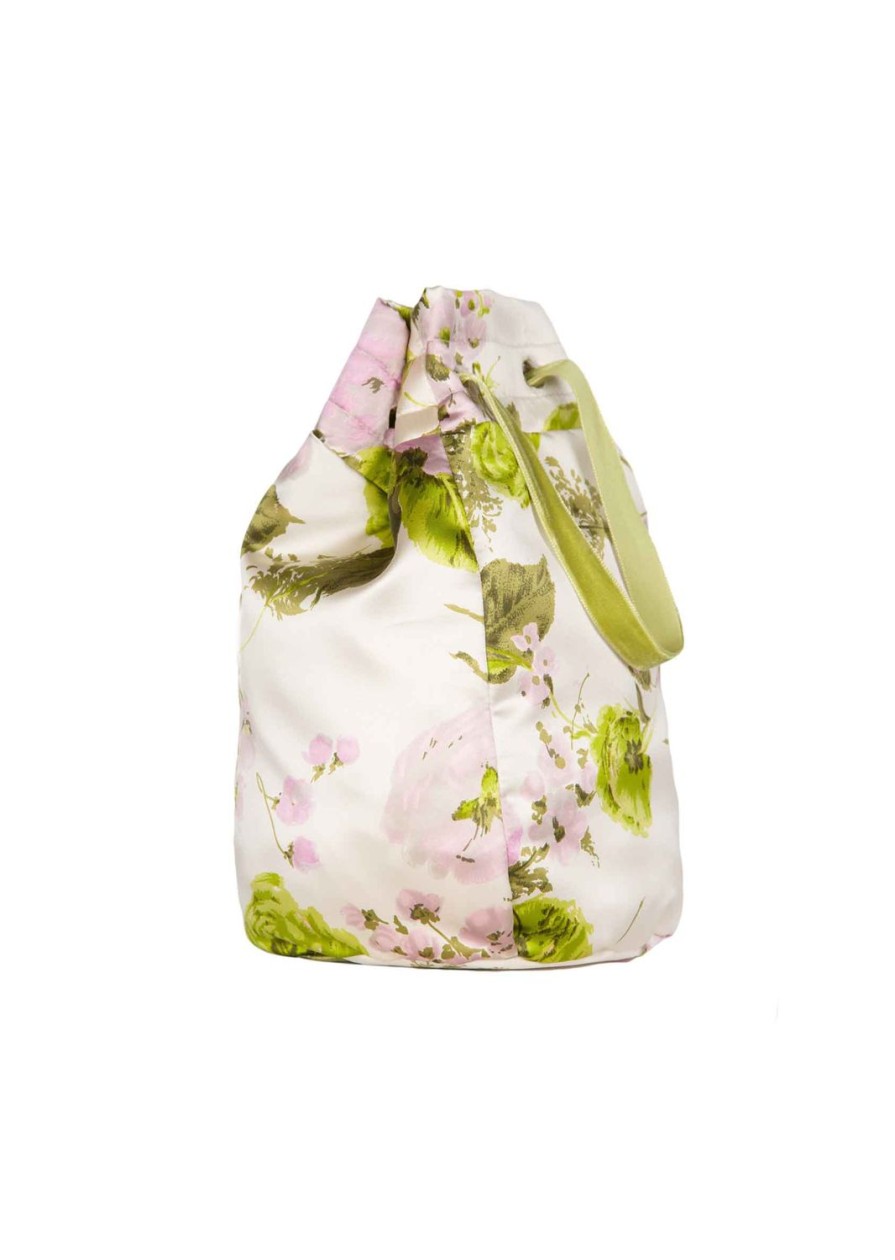 Bag | Luisa Beccaria Blooming Roses Silk Bucket Bag