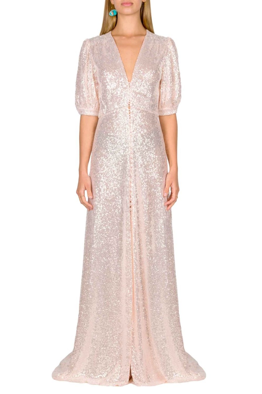 Dresses | Luisa Beccaria Pink Sequin Bottoncino Dress