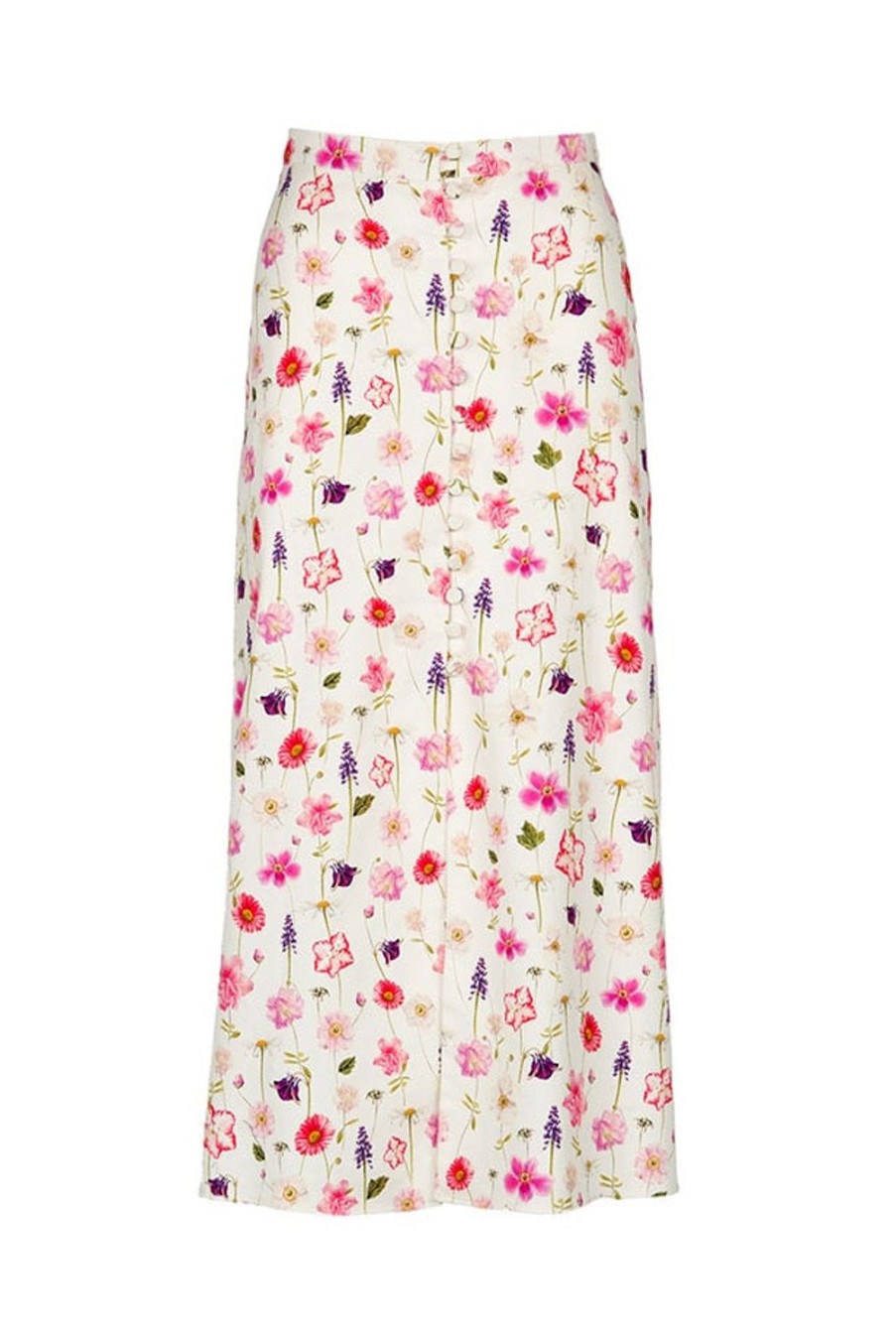 Skirts | Luisa Beccaria Cotton Floral Printed Piquet Bottoncini Skirt