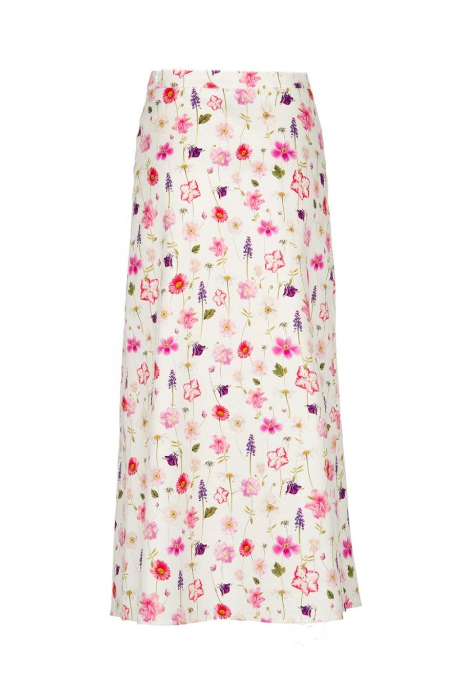 Skirts | Luisa Beccaria Cotton Floral Printed Piquet Bottoncini Skirt