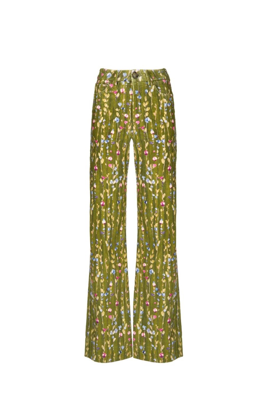 Trousers & Shorts | Luisa Beccaria Flower Garland Corduroy Palazzo Pants