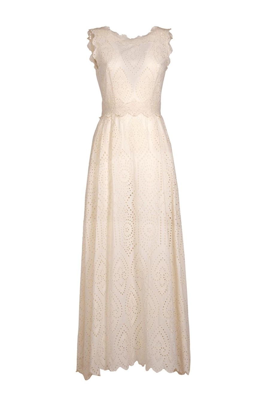 Dresses | Luisa Beccaria Broderie-Cotton Light Yellow Eyelet Dress