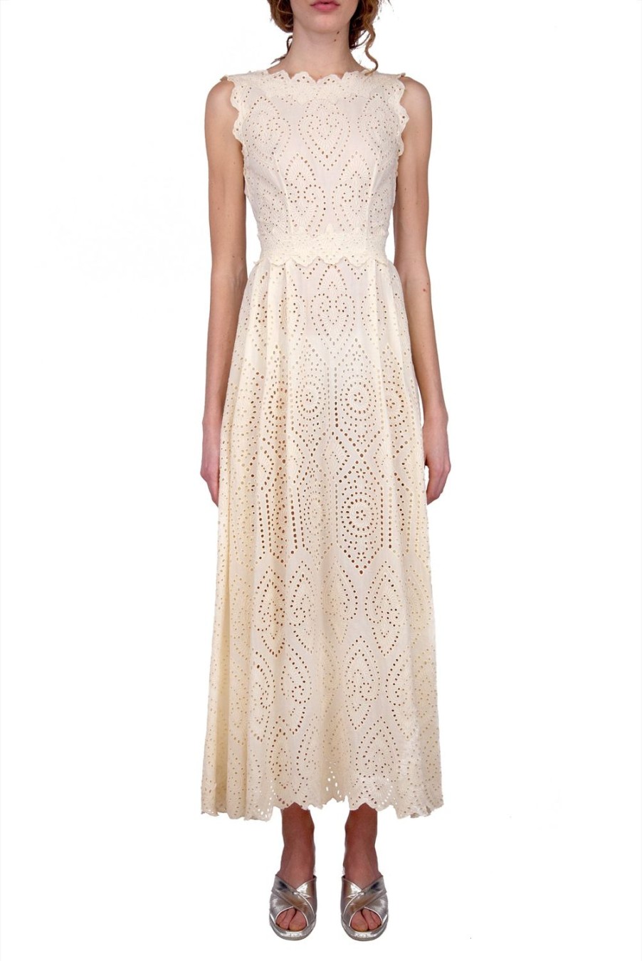 Dresses | Luisa Beccaria Broderie-Cotton Light Yellow Eyelet Dress