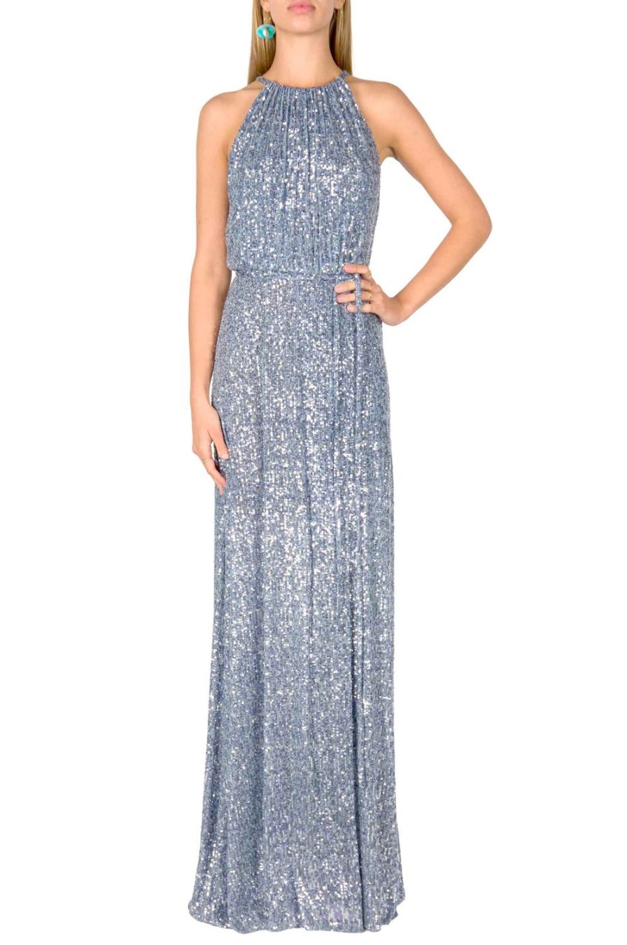 Dresses | Luisa Beccaria High Slit Blue Sequin Dress