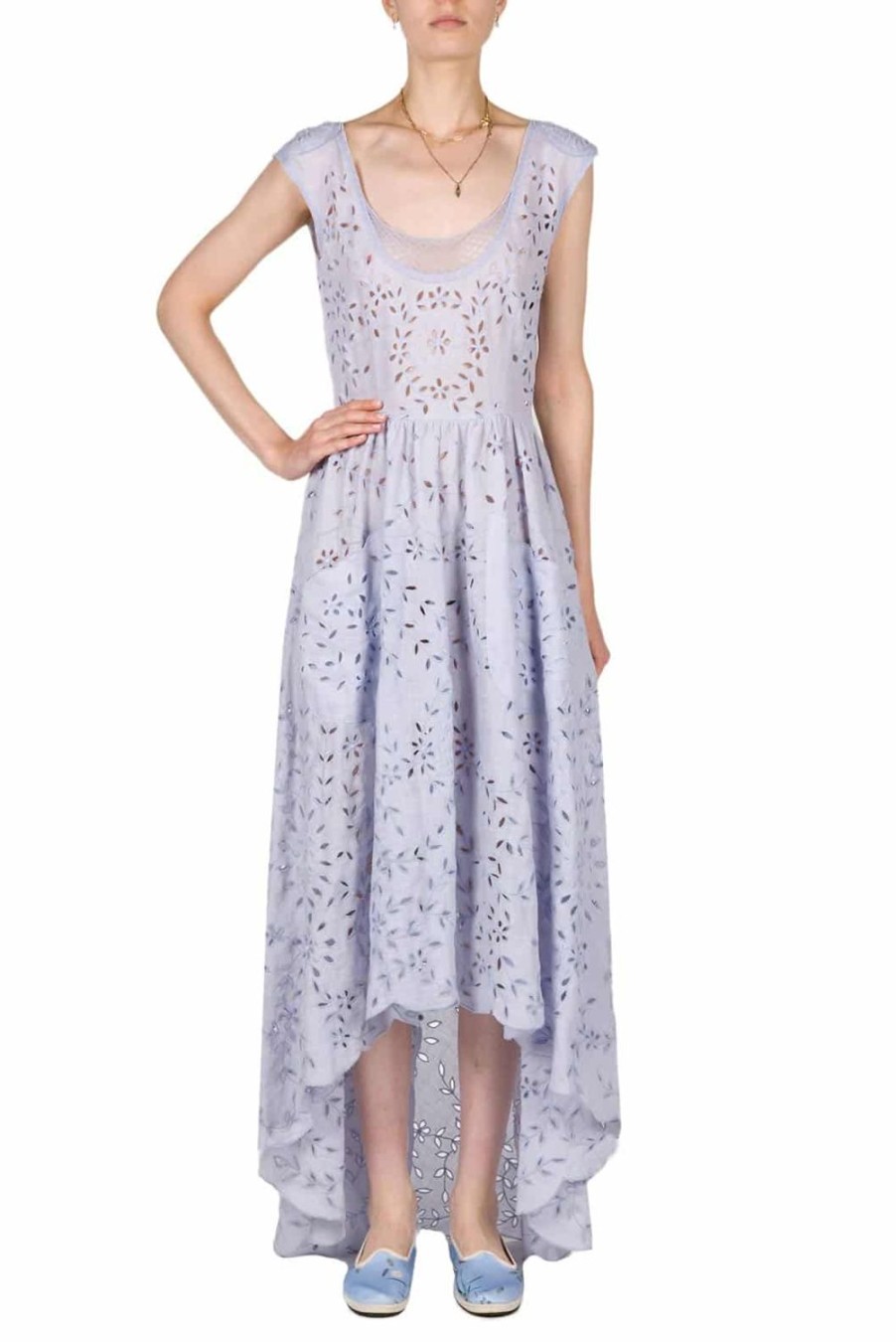 Dresses | Luisa Beccaria Asymmetric Embroidered Eyelet Cotton Midi Dress