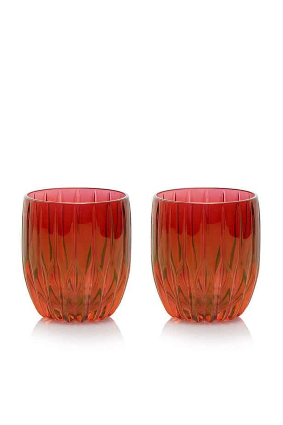 Tumblers | Luisa Beccaria Red Set Of Two Small Tumbler Glass