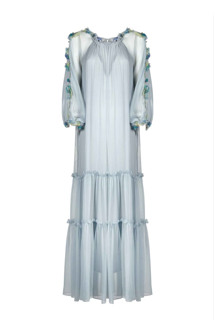 Dresses | Luisa Beccaria Chiffon Maxi Dress With Flower Detail