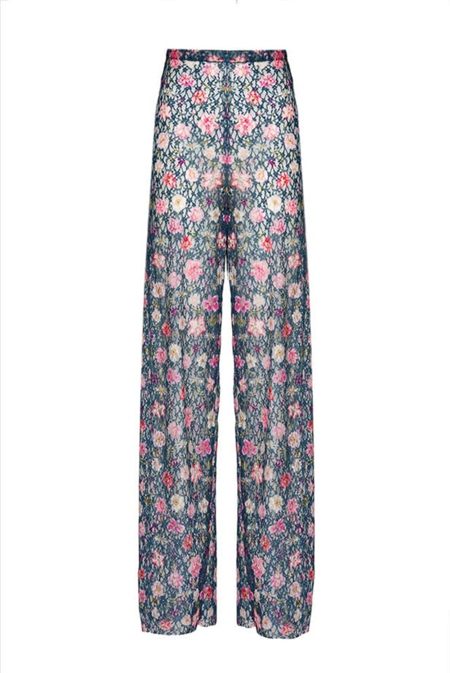 Trousers & Shorts | Luisa Beccaria Floral Printed Georgette High-Rise Flared Pants