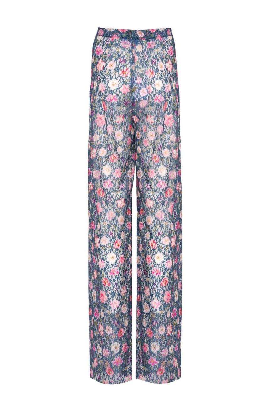 Trousers & Shorts | Luisa Beccaria Floral Printed Georgette High-Rise Flared Pants