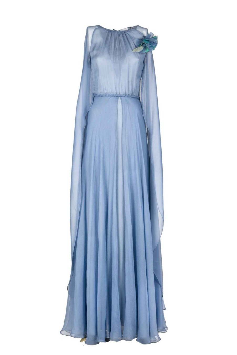 Dresses | Luisa Beccaria Chiffon Creponne Maxi Dress With Cape