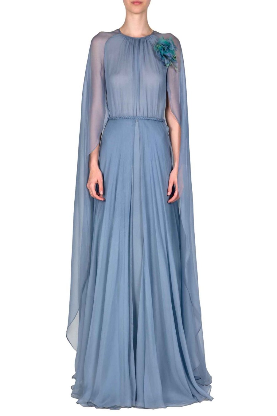 Dresses | Luisa Beccaria Chiffon Creponne Maxi Dress With Cape