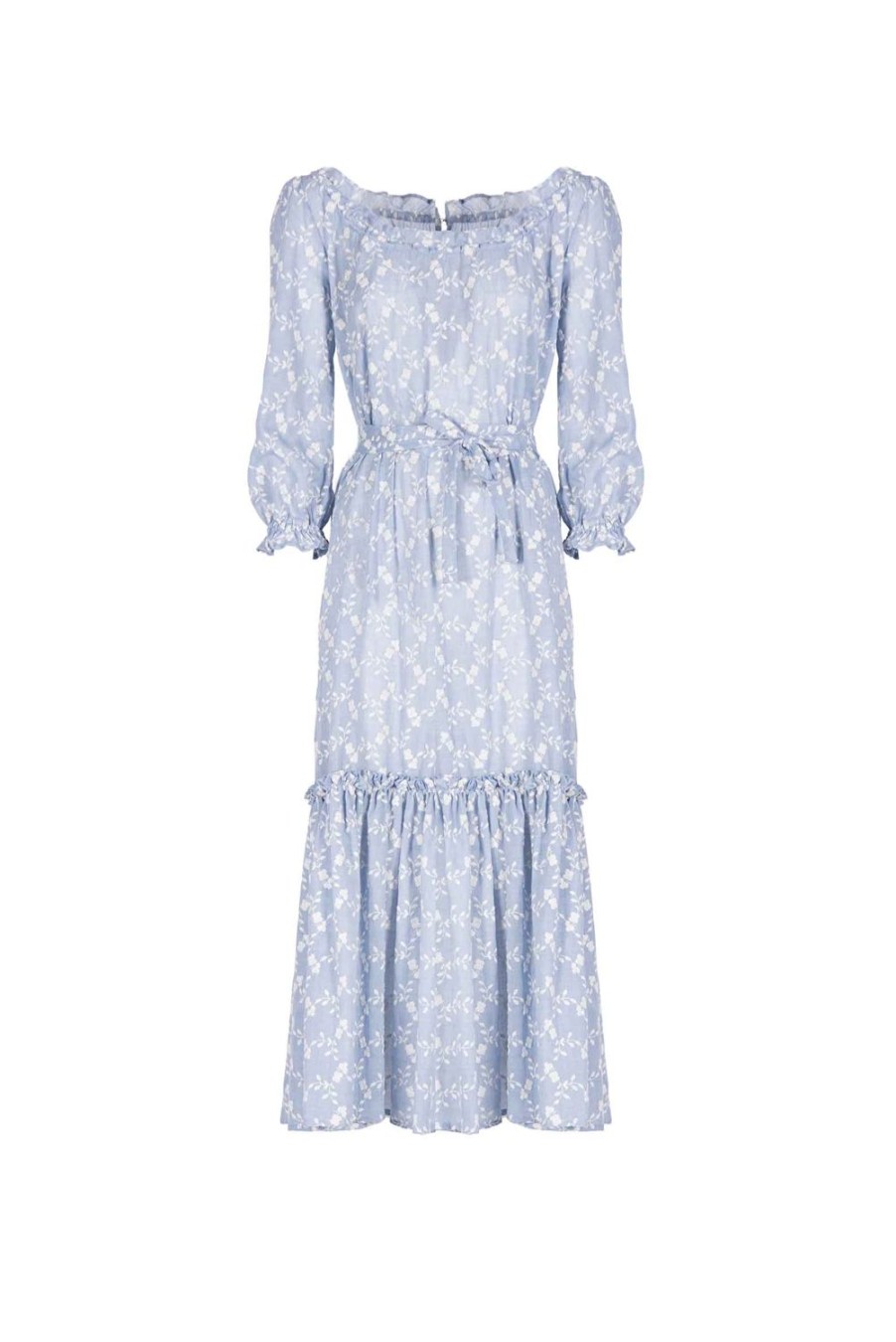 Dresses | Luisa Beccaria Floral Embroidered Cotton Dress With A Flounce