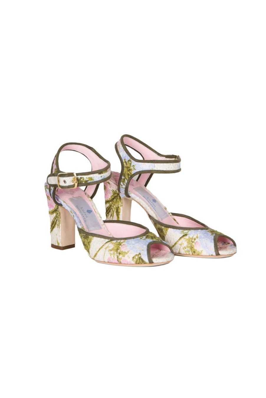 Shoes | Luisa Beccaria Floral Broderie Anglaise Open-Toe Heels