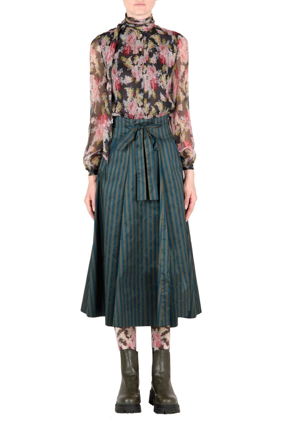 Skirts | Luisa Beccaria Taffetta Stripe Skirt