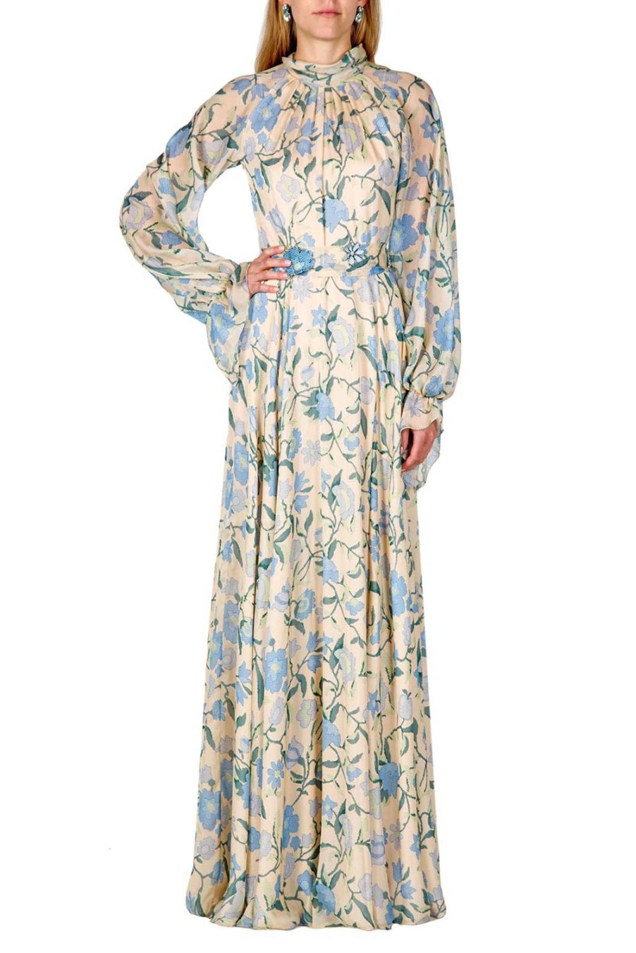 Dresses | Luisa Beccaria Silk Chiffon Wildflowers Maxi Dress