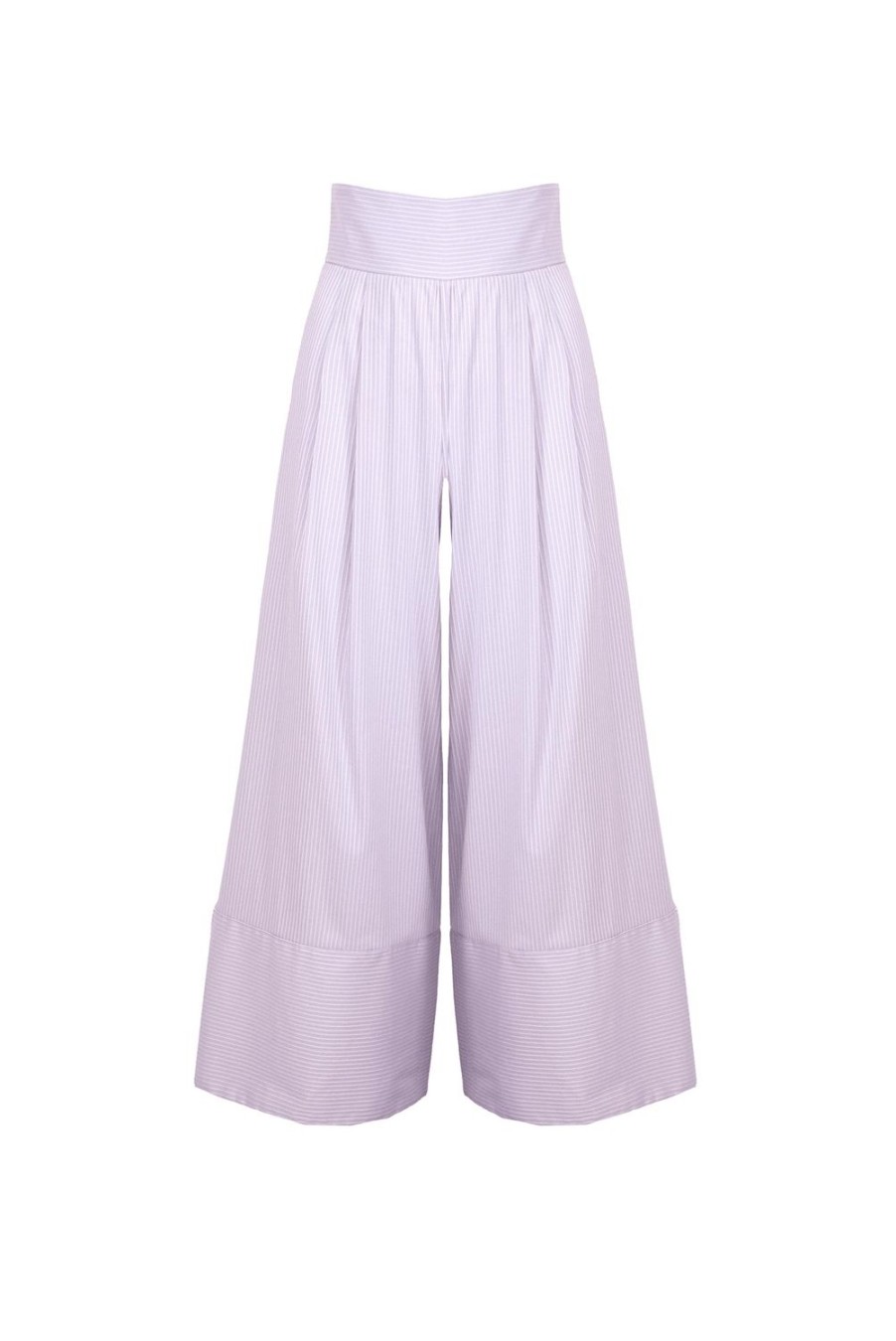 Trousers & Shorts | Luisa Beccaria Lilac/White Striped Cotton-Blend Wide-Leg Pants