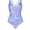 Swimwear | Luisa Beccaria One-Piece Swimsuit V Neckline Lilac Roses