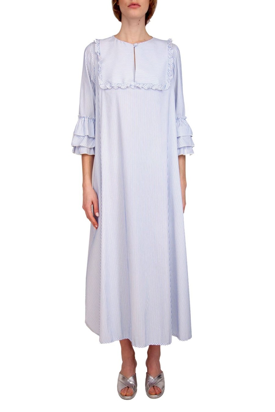 Dresses | Luisa Beccaria Blue/White Striped Caftan Dress