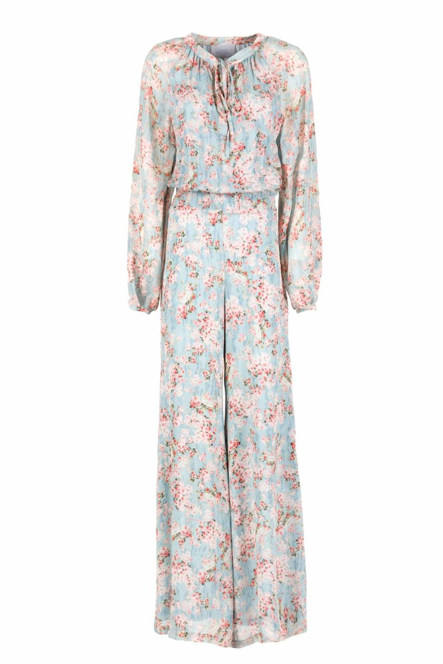 Dresses | Luisa Beccaria Georgette Rose Buds Printed Jumpsuit