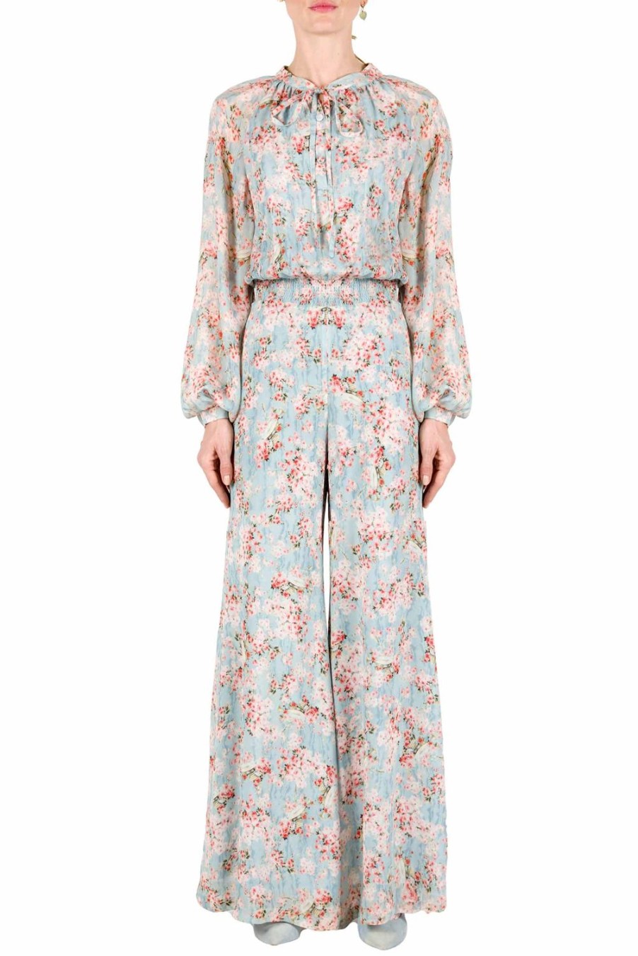 Dresses | Luisa Beccaria Georgette Rose Buds Printed Jumpsuit