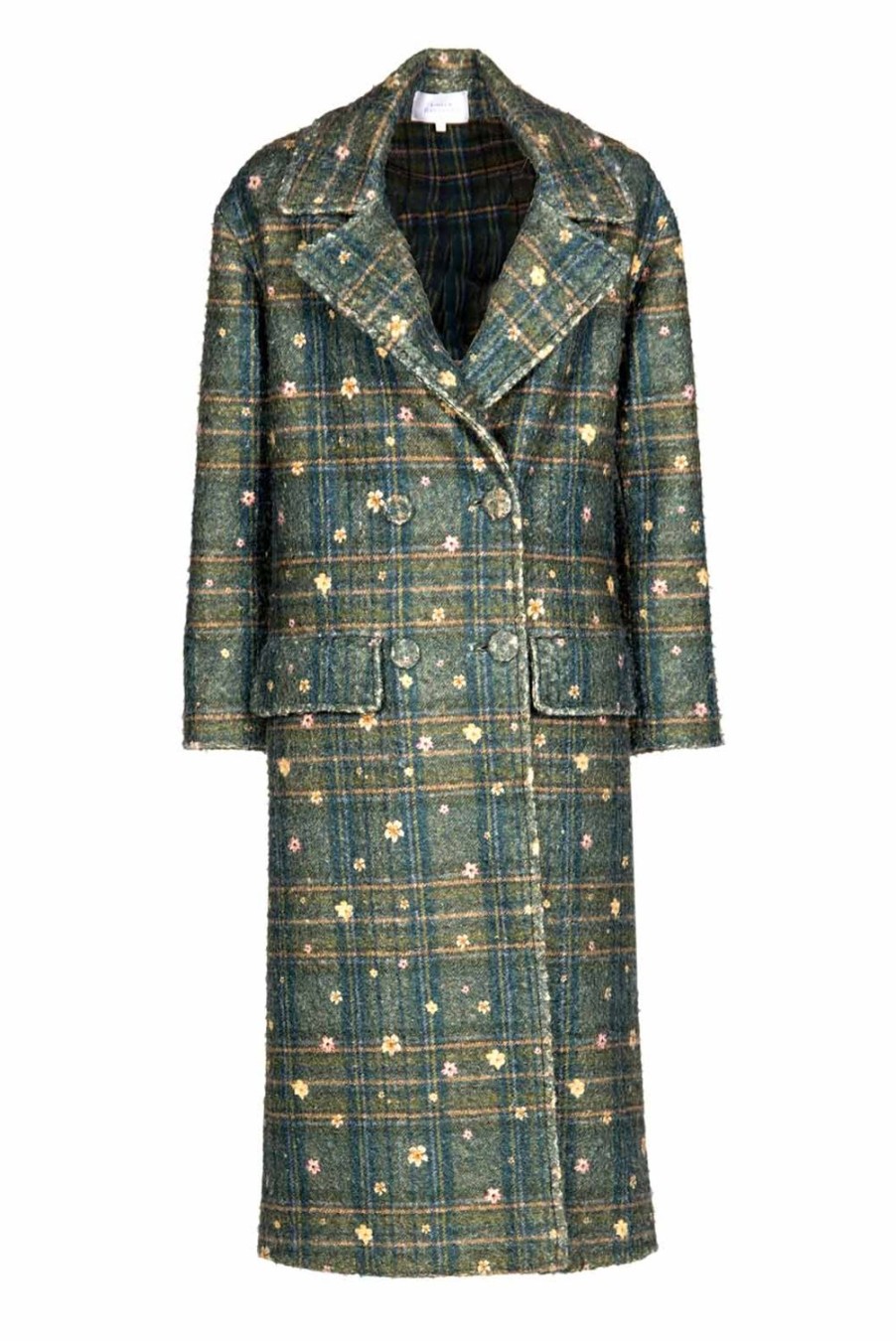 Jackets & Coats | Luisa Beccaria Print Double-Breasted Plaid Coat