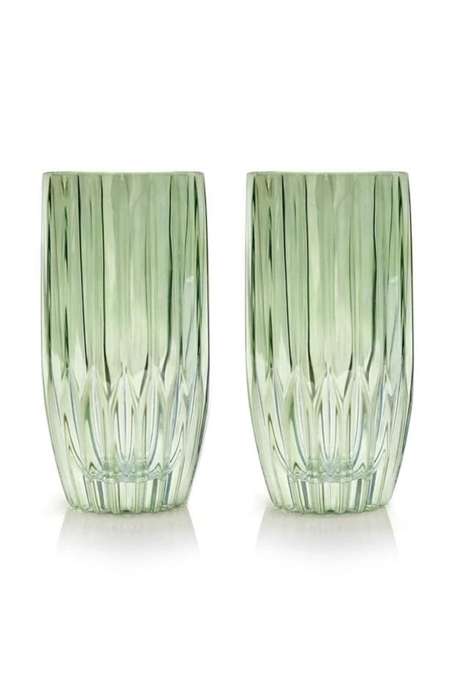 Tumblers | Luisa Beccaria Green Set Of Two Large Tumbler Glass