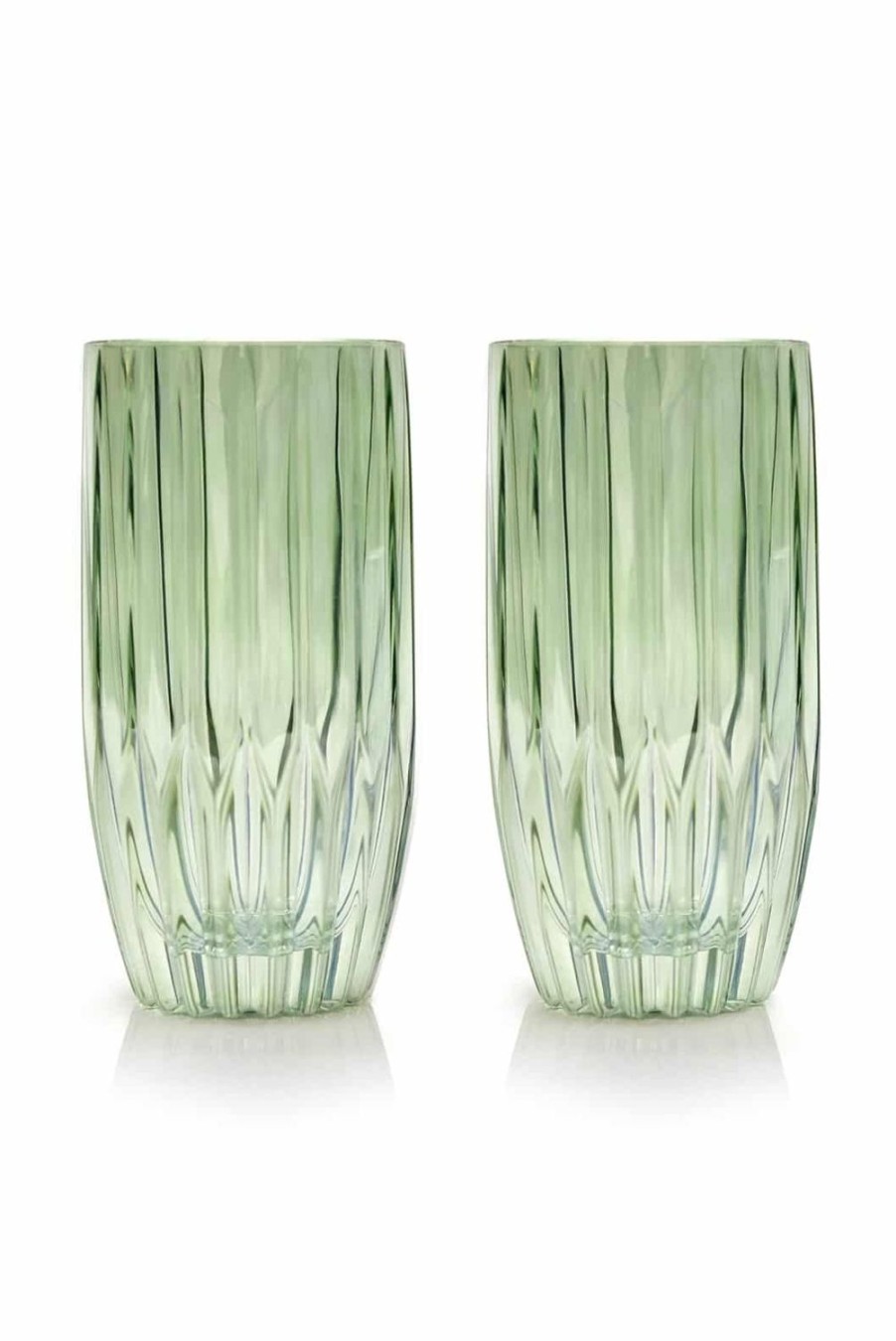 Tumblers | Luisa Beccaria Green Set Of Two Large Tumbler Glass