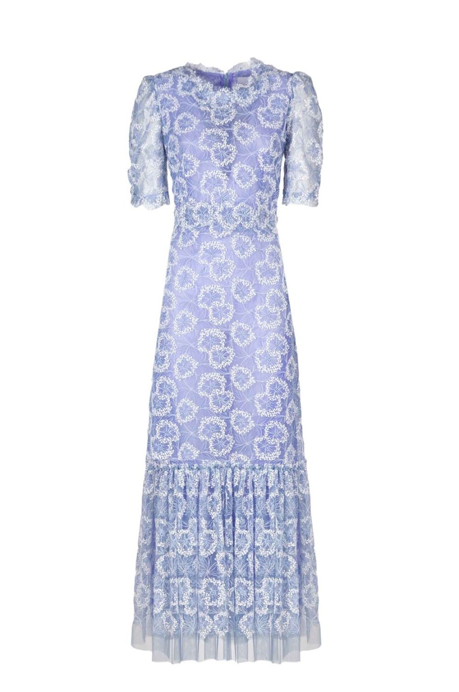 Dresses | Luisa Beccaria Ruffled Midi Dress With Flower Embroidery