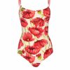 Swimwear | Luisa Beccaria One-Piece Swimsuit Red Poppies Double Face