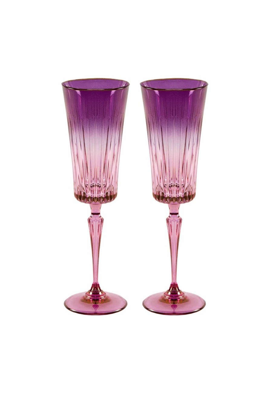 Flute | Luisa Beccaria Shade Pink To Purple Set Of Two Domina Flute Glass