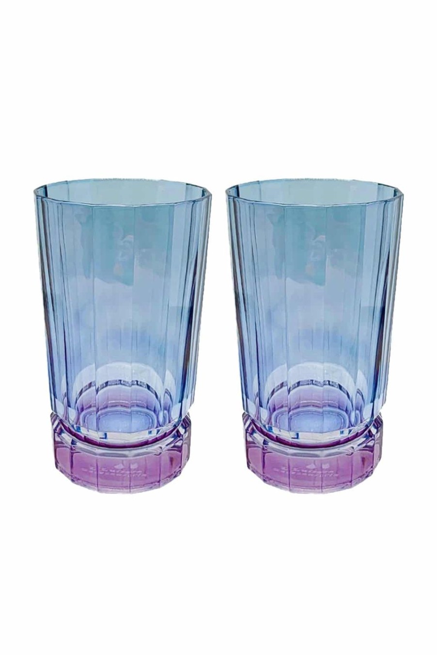 Tumblers | Luisa Beccaria Shade Purple To Blue Set Of Two Large Duccio Tumbler With Base