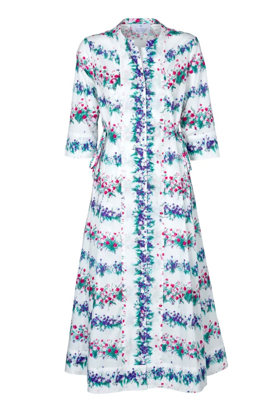 Dresses | Luisa Beccaria Midi Caftan Blu Flower Printed Dress