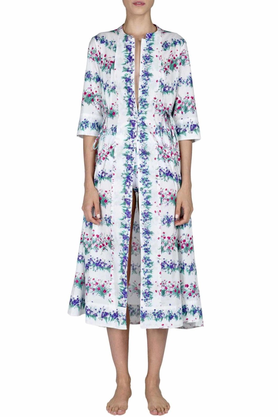 Dresses | Luisa Beccaria Midi Caftan Blu Flower Printed Dress