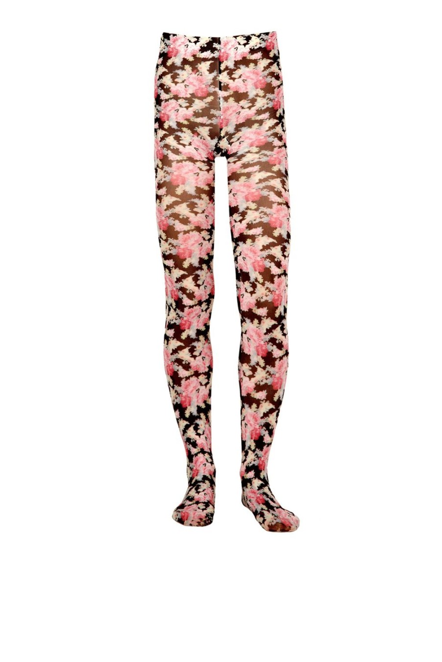 Tights | Luisa Beccaria Lycra Tights Floral Garden Black